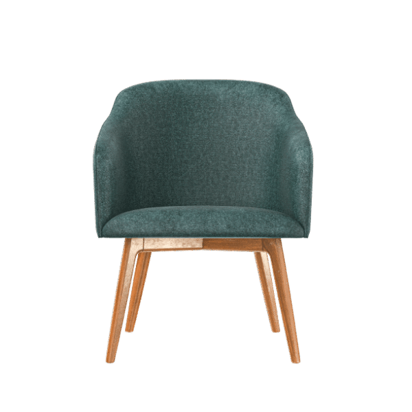 Scandinavian green chair with wooden legs 60x100 cm
