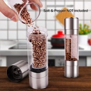 Spice Grinder Stainless Steel Pepper Grinder Manual Double-Head Spice Grinder Portable Spice Powder Maker Cooking Utensils Kitchen Gadget