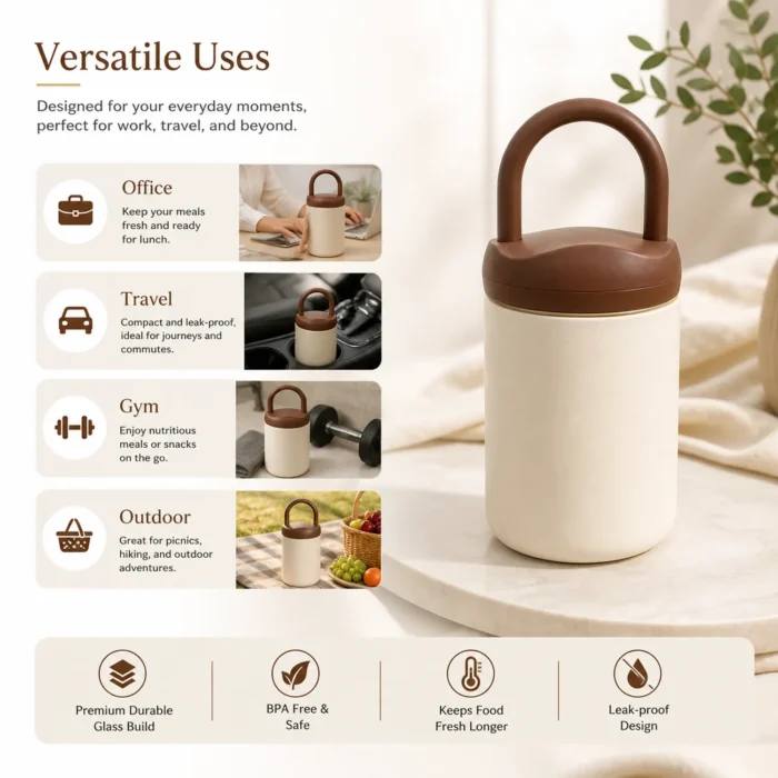 GlassArch: Glass Bottle with Structural Carry-Handle & Phone Rest | Capacity 490ml (approx) GlassArch