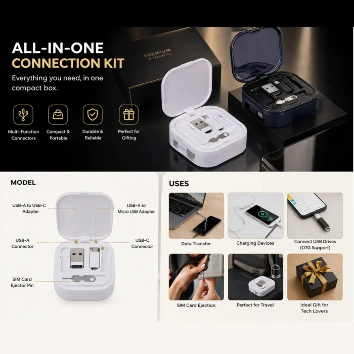 TidyCord Box: Retractable Fast Charging cable with Sim card slots TidyCord Box