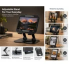 Angle & Height adjustable multipurpose stand | Suitable for mobile & tablets | Rotating base | Metal Alloy body