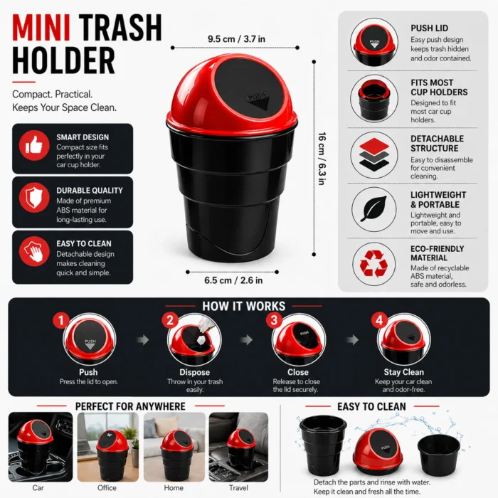 Car trash holder / dustbin (fits in car cup / bottle holder) car trash holder
