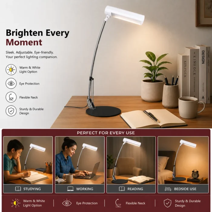 LumiTouch: Large folding Metal lamp with Full touch sensor | Warm and White Light option | Smooth dimmer function lumitouch