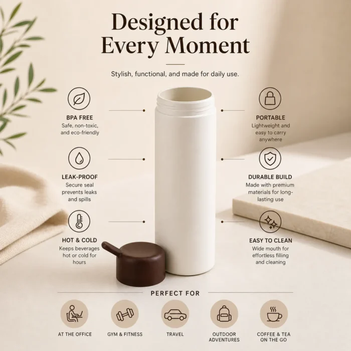 MochaLoop: Classic Design Glass Bottle with Brown Silicone Strap | Capacity 425ml (approx) mocha loop