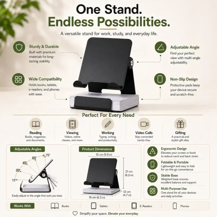 TiltX Pad: Large size Adjustable metal mobile stand with writing pad | 200 writing sheets tiltX pad