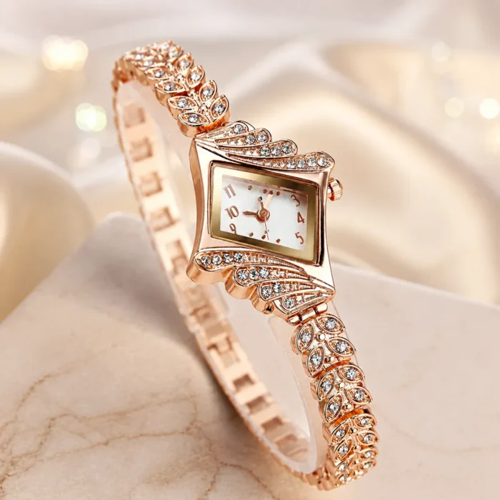 Ociel New Women Designer Bracelet Rose Gold Stone Studded Fancy Party & Casual Wear Alloy Strap Ladies Analog Watch for Girls women watch