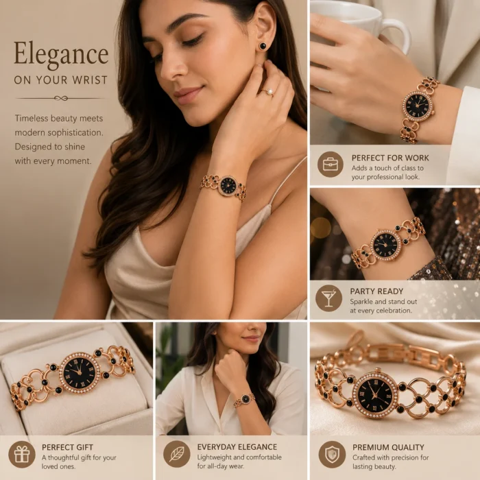 New trending Black Women watch Famous Luxury brand Crystal Rhinestone analoge watch for Girls