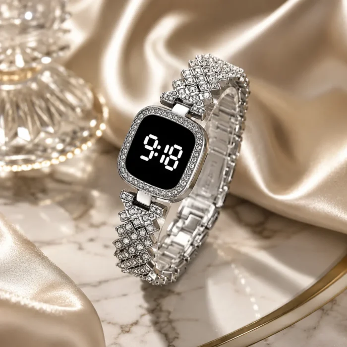 Renaissance Traders Silver Metal Digital Womens Watch women's watch