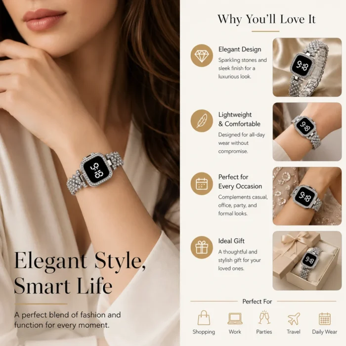 Renaissance Traders Silver Metal Digital Womens Watch women's watch