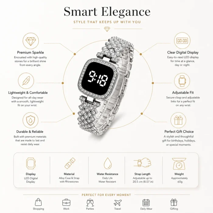Renaissance Traders Silver Metal Digital Womens Watch womens watch