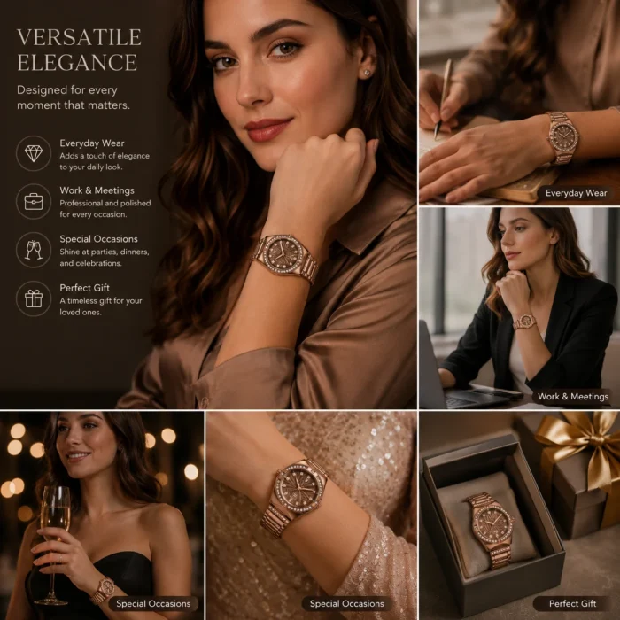 Renaissance Traders Coffee Metal Diamond Studded Analog Womens Watch women watch